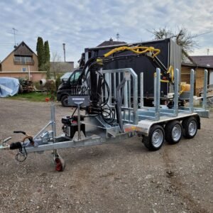 PKW Anhänger Holztransportanhänger HT353017-K mit Ladekran Jansen, Ladefläche (zwischen Rungen) ca. 3.00 x 1,49m