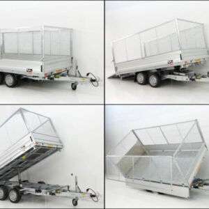 Benne basculante multivoies Vezeko VMDK35.3 | 185 x 350 cm, 3,5 t | Plateau de chargement basculant | Côtés grillagés - Neuf